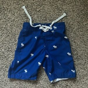 Abercrombie Kids Blue Boardshort Swim Trunks & white logo-boys size Small -fave!